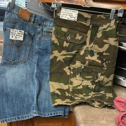 Size 30 Waist Men’s Shorts One Denim $20,camo $17