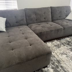 Sectional Gray Sofa Set With Ottoman 