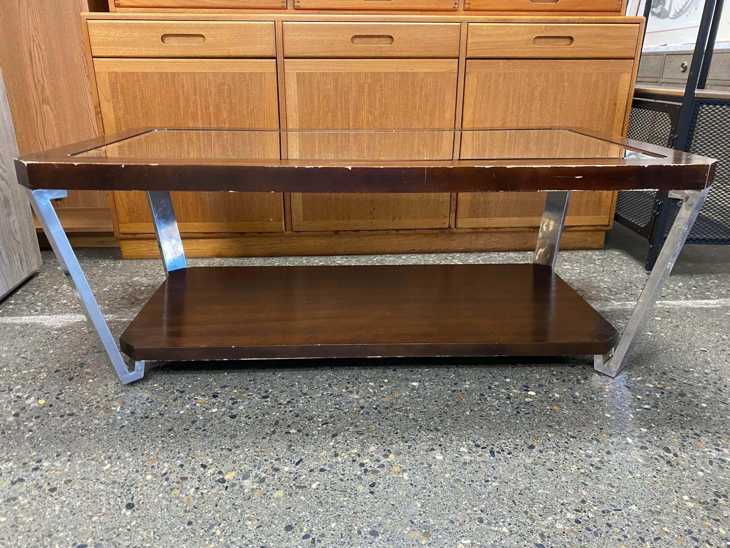 Truman Cocktail Table w/ Mirror Top & Metal Legs