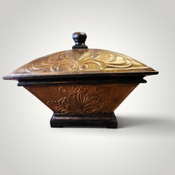 Floral Relief Lidded Keepsake Box with Finial