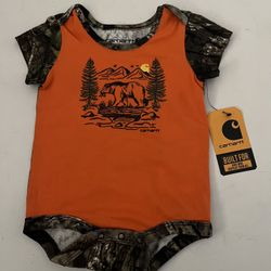 NWT Carhartt Bodysuit Bear Wildlife Mossy Oak Camo Hunting Orange 3M Jumpsuit