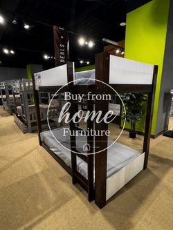 Twin/twin white /brown Bunkbed with orthopedic mattress included
