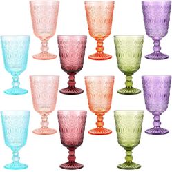 Wine Glasses Set Of 12 Vintage Goblets 9oz Vintage Colored Glass