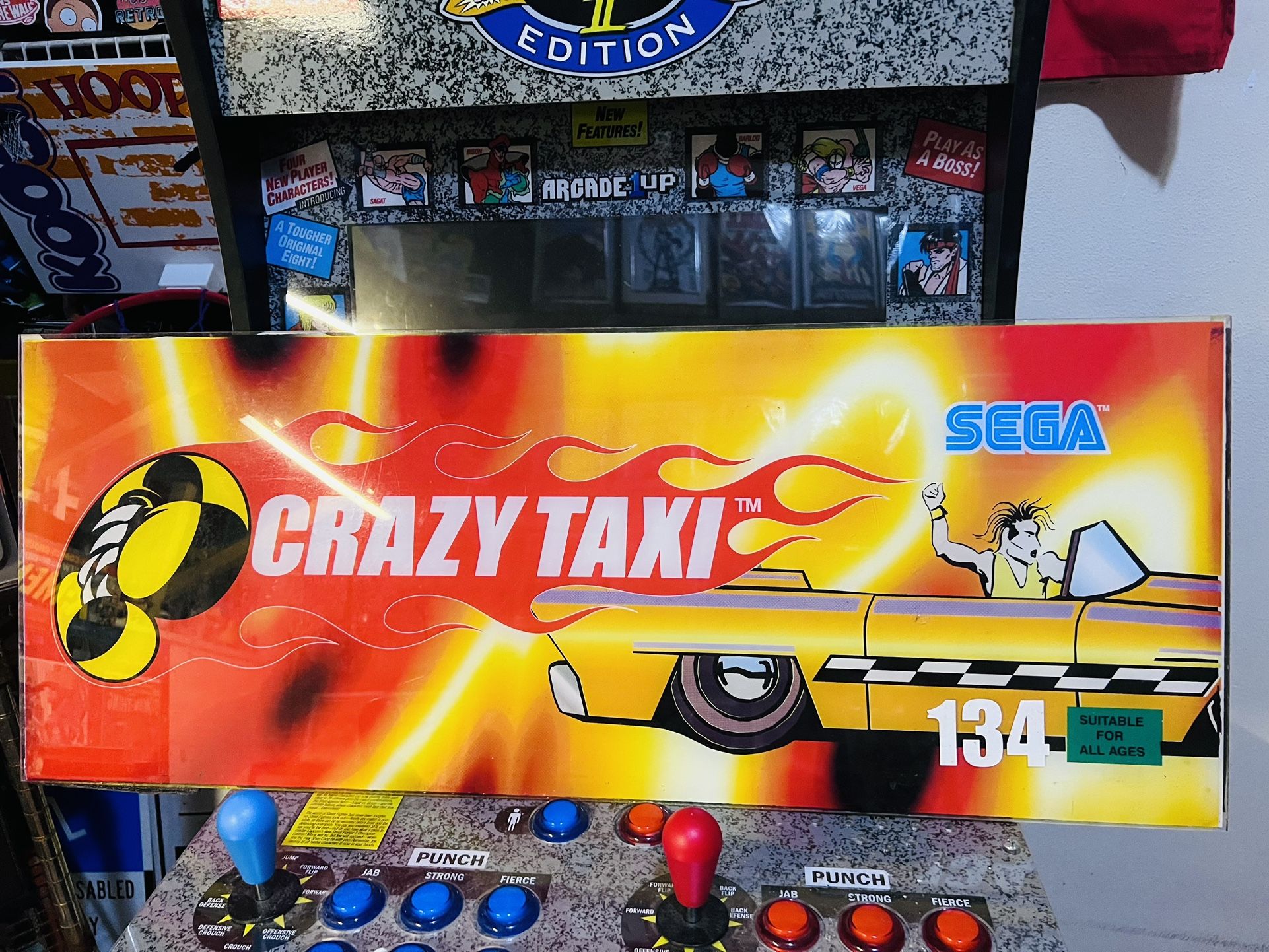 Sega Crazy Taxi OEM Original 1999 Arcade Marquee 29 by 11 1/2 for