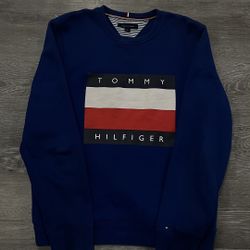 Tommy Hilfiger Crewneck – Navy Logo Sweatshirt (Men’s) 
