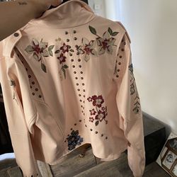 Pink Torrid Floral Leather Jacket Size 3 