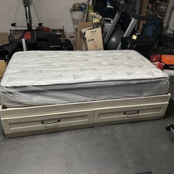 Twin Bedframe With 2 Drawers And Mattress — $250 OBO