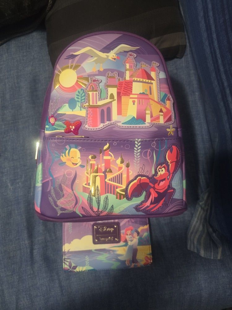 Loungefly Disney The Little Mermaid Ariel Castle Collection Mini Backpack With Wallet