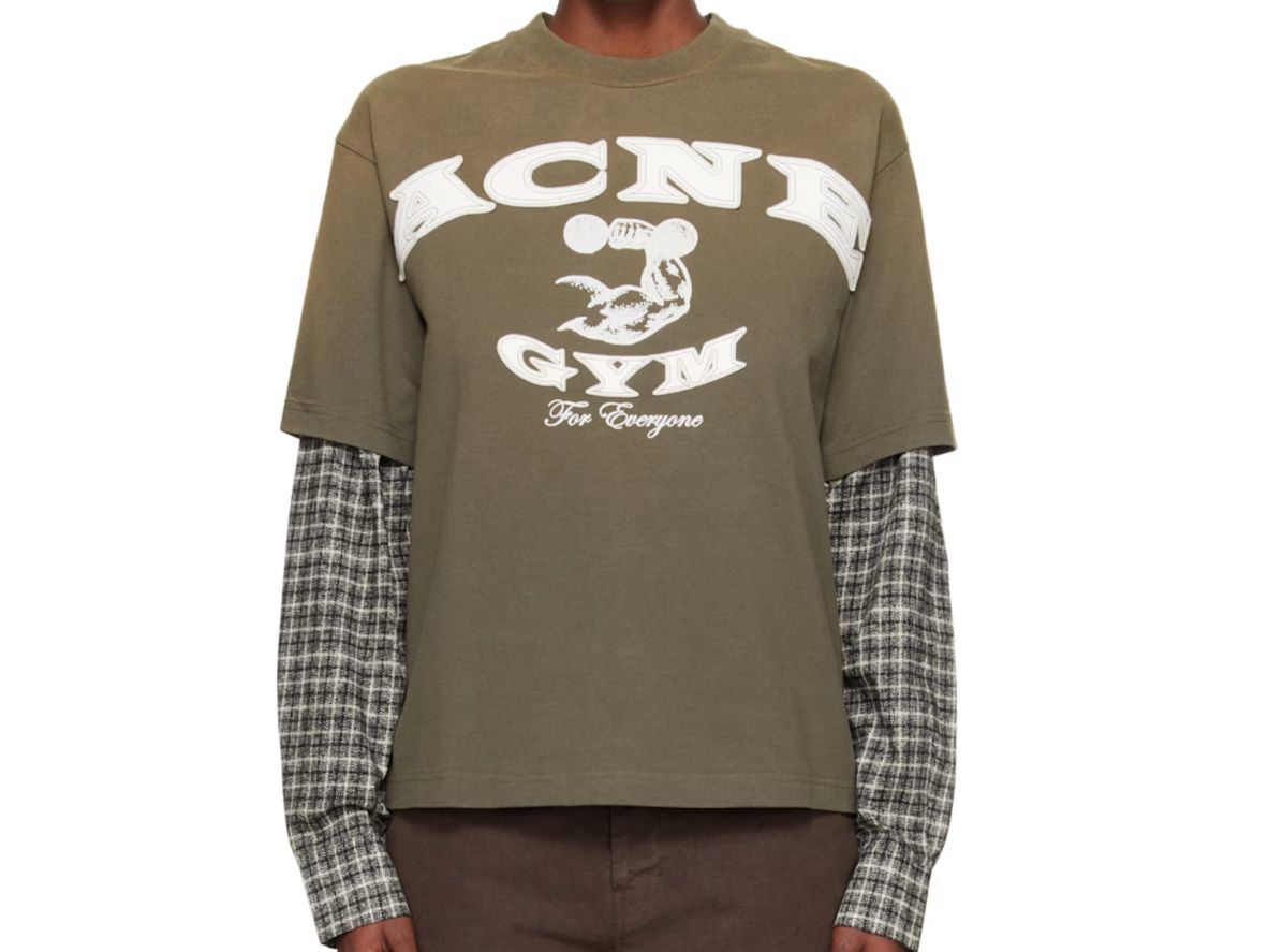 【BEEDEN】BONE PRINT LAYERED LOGO TEE acne studios layered logo t-shirt