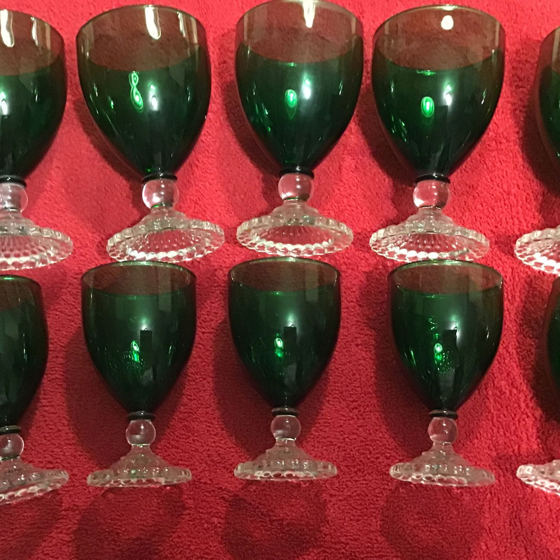 10 Vintage Anchor Hocking Bubble Feet Water Goblets And Juice Glaases