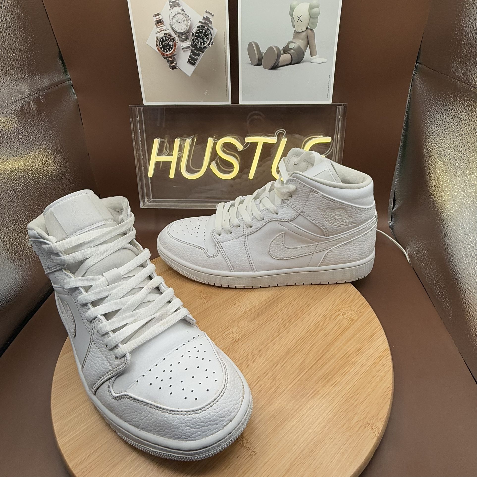 Nike Air Jordan 1 Mid “Triple White” Men’s Sz 9.5