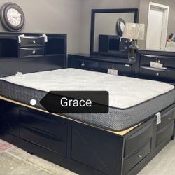 Emily Black 5 pcs Bedroom Set 🦅 NOW IN STOCK! No Credit Check Finance Options Available 🥰Price $1999