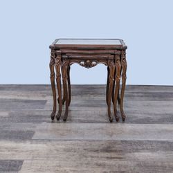 Vintage Carved Wood Nesting Tables