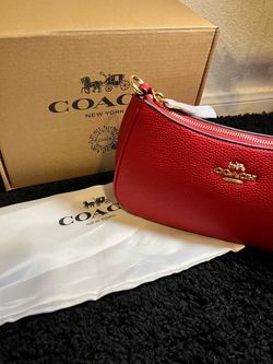 Coach Red Leather Wristlet Clutch