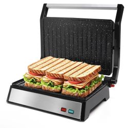 Aigostar Panini Press, 1200W Sandwich Maker and Electric Indoor Grill with Ceramic Non-Stick