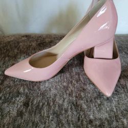 Marc Fisher , Zala Block Heel Pump,  Light Pink Patent Leather ,8.5