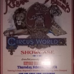 Vintage Ringling Bros. Circus World Showcase Poster 19" by 31" Opening Feb. 1974