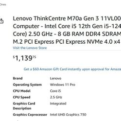 New Lenovo ThinkCentre AIO Touchscreen Desktop - FAST i5, 8GB RAM, 256 SSD! Perfect for Home/Office/School