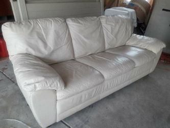 White real leather couch