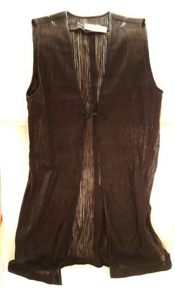 See-through Vest, black, thigh-length