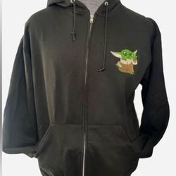 Baby Yoda embroidered Zip Up hoodie