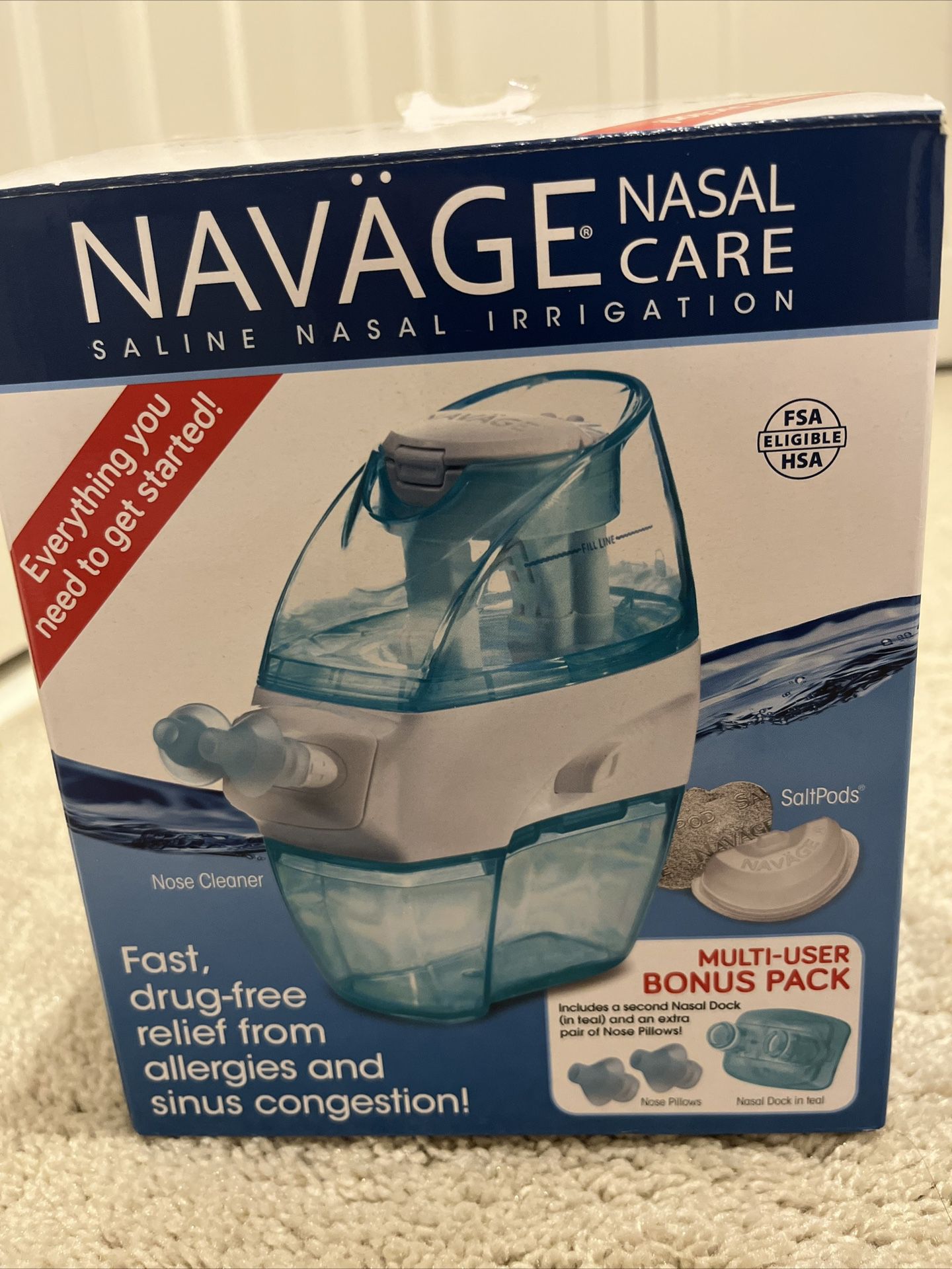 Navage Nasal Care Saline Nasal Irrigation Multi-User Bonus Pack **NO SALT  PODS**