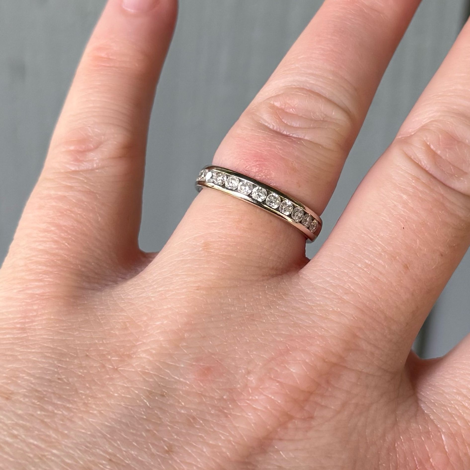 14k White Gold Half Diamond Band Ring