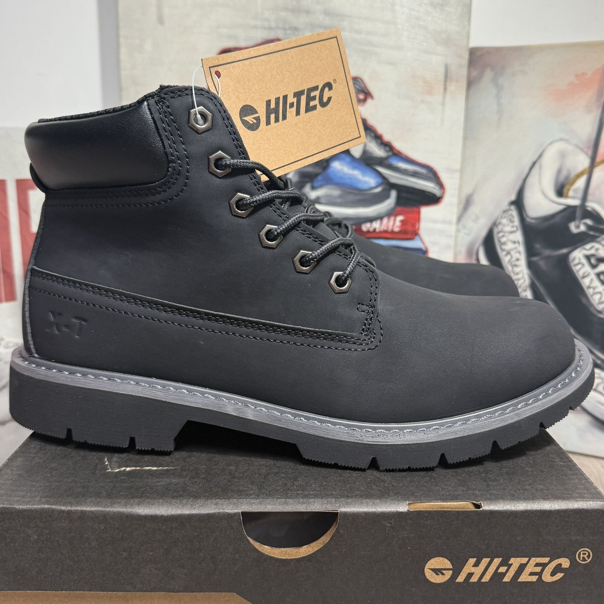 Hi Tec Men's Reznor 6" Black Nubuck Vegan Soft Toe Work Boots Shoes New Sizes 9 US, 9.5 US, 10.5 US, 11 US, 12 US, 13 US
