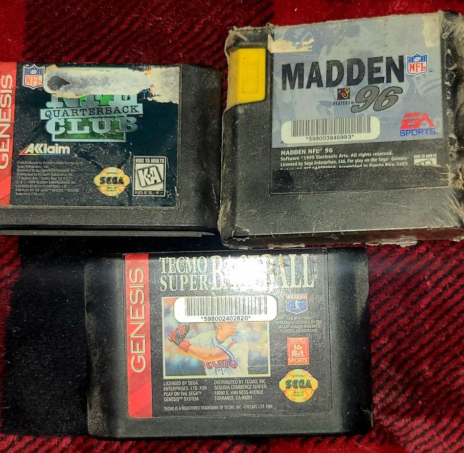 3 Sega Genesis Games NFL Quaterback Club & Tecmo Super Baseball & Madden 96  for Sale in La Feria, TX - OfferUp