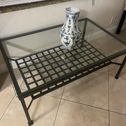 Coffee Table, Glass Top & Metal Base