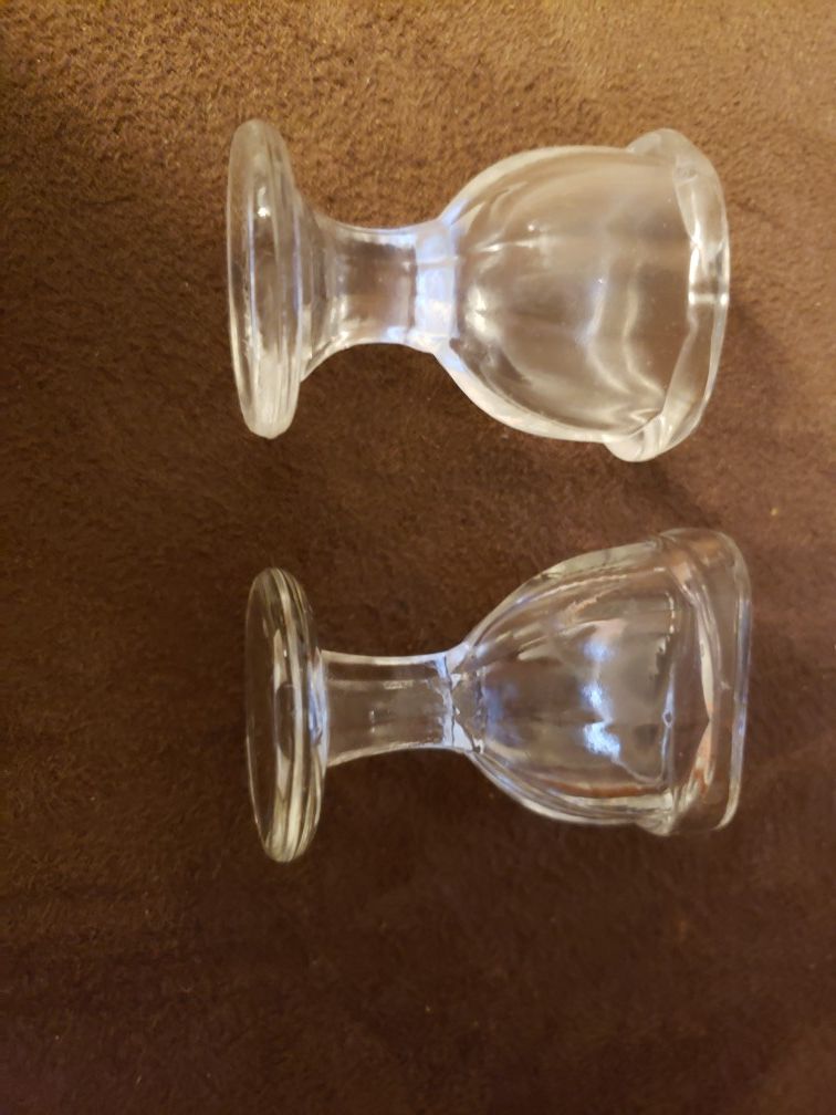 Two vintage glass collectible eye wash cups