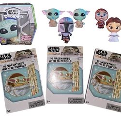 Disney Star Wars Doorables Valentine 3pk Pencil Bundle