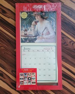 2000 COCA COLA CALENDAR WITH RED WOOD FRAME NOS - BAND NEW