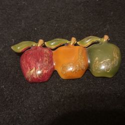 Gold Tone Metallic Apple Brooch,by TC