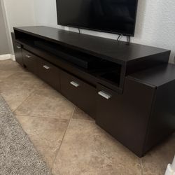 Black TV Stand (84” Wide X 20 3/4” Tall X 15 1/2” Deep)