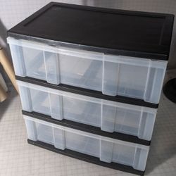 3 Drawer Clear And Black Plastic Storage Tower