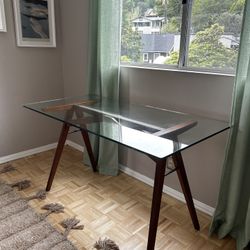 West Elm Glass And Wood Desk Or Dining Table 