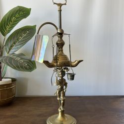 Antique Brass Oil Lamp 