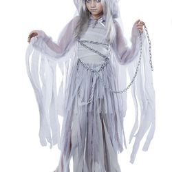 California Costume Collections California Costume Collections Haunting Beauty Ghost Girl's Halloween Fancy-Dress Costume with Shrug Hood including Cha