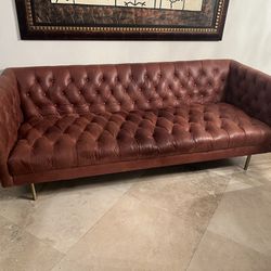 West Elm Chesterfield Leather Couch