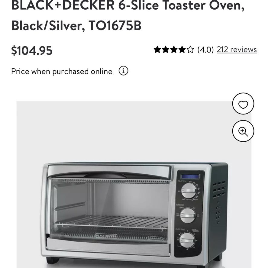 Black Decker Toaster Oven (model TO1675B) for Sale in Haltom City, TX -  OfferUp
