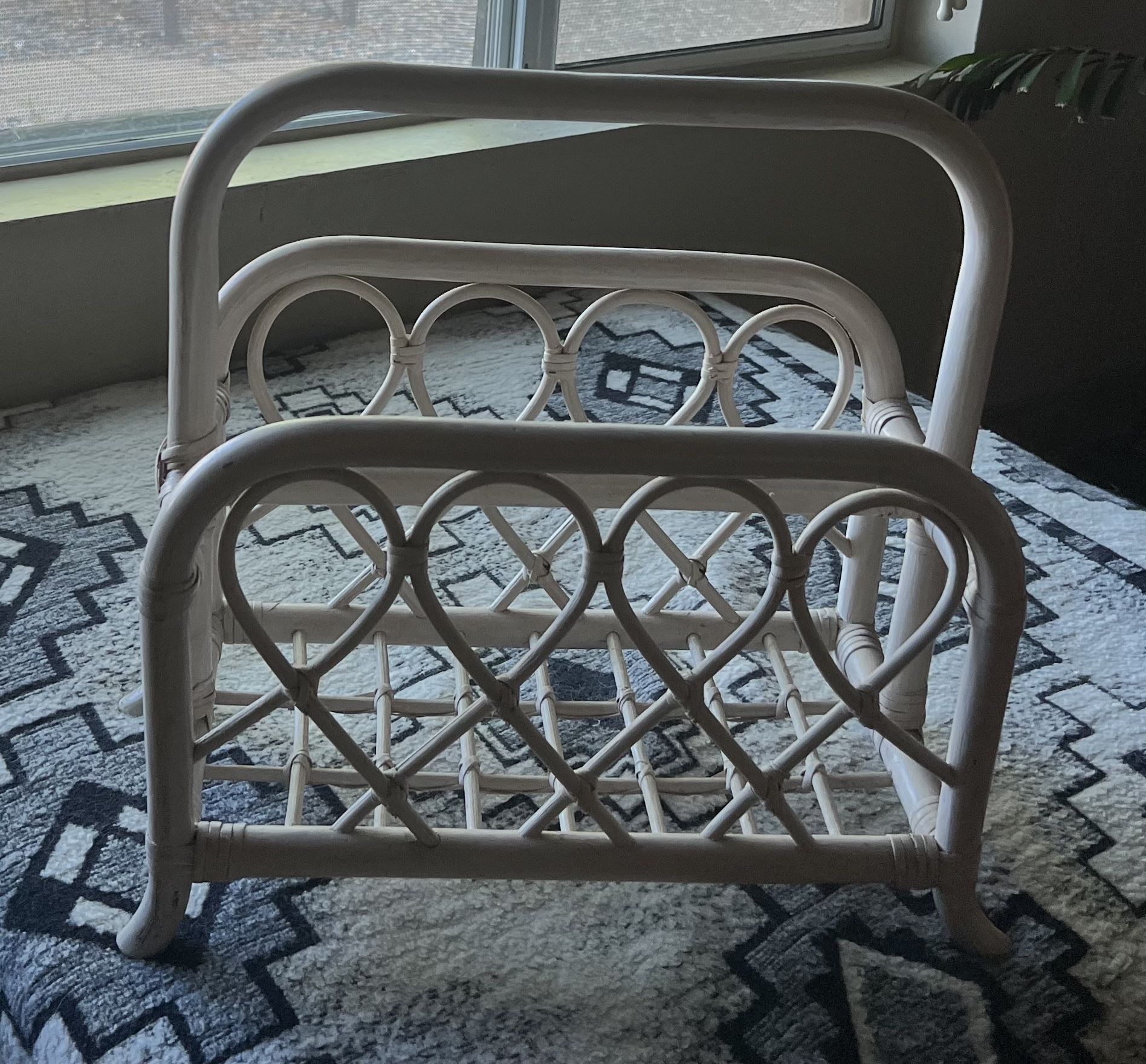 Vintage rattan magazine holder