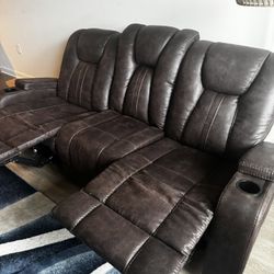 Dark Brown Reclining Sofa