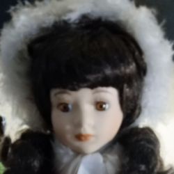 Porcelain Doll Foot Tall. Beautiful Winter Doll