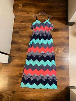 Trixxi brand Chevron Print Spaghetti Strap Maxi Dress