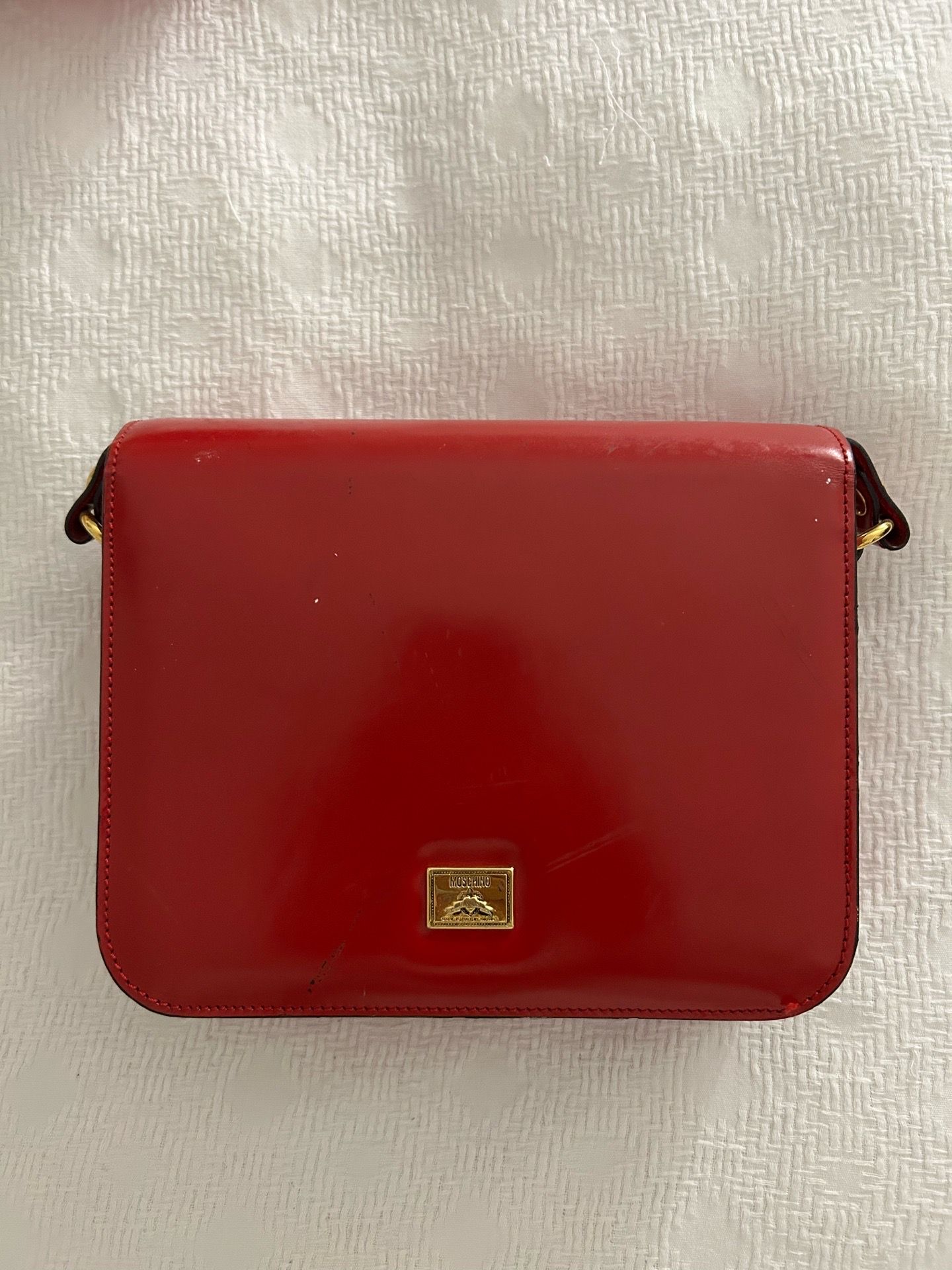 Vintage Moschino by Redwall Red Patent Leather Heart Crossbody Bag 
