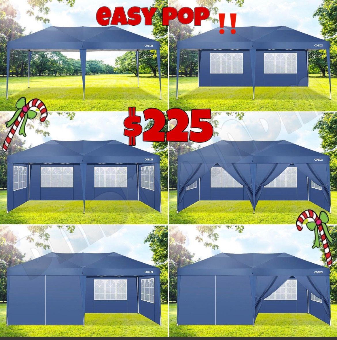 COBIZI Pop Up Canopy Large Party Tent Shelter 10\'X20\' With 6 Sidewalls