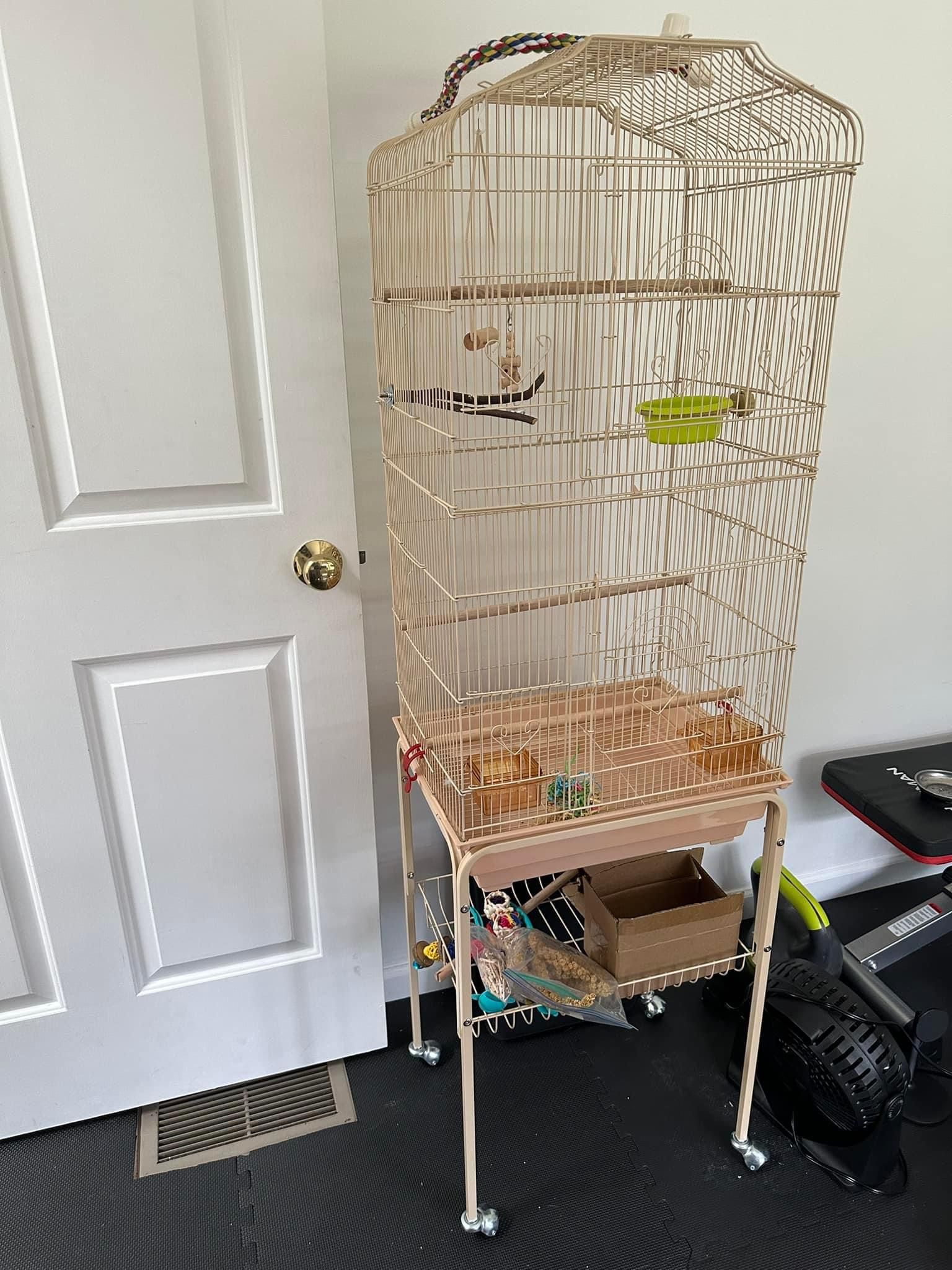 Like New Metal Bird Cage With Stand
