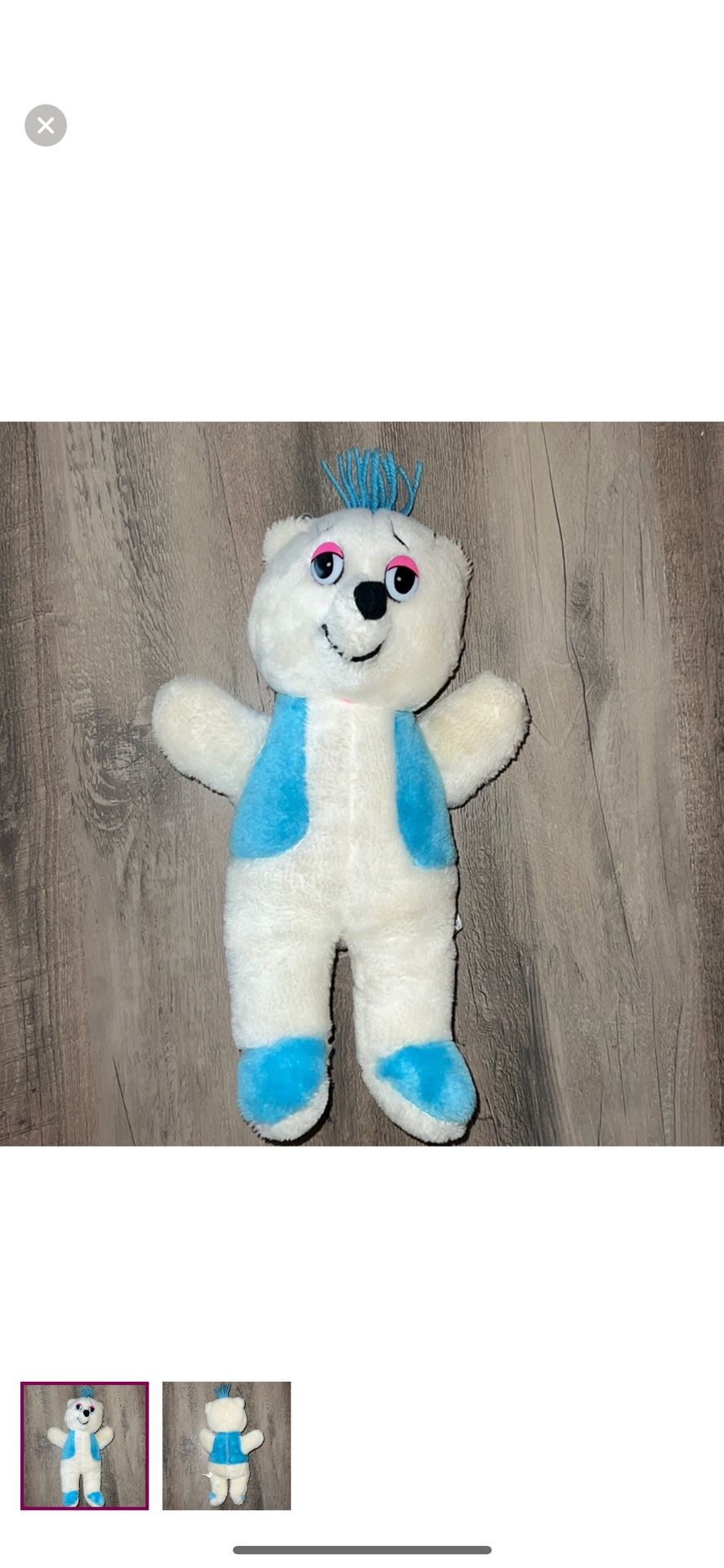 16" VINTAGE DAN BRECHNER WHITE BLUE PINK TEDDY BEAR STUFFED ANIMAL PLUSH TOY. Does not have pink bow tie