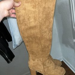 Tan Suede Knee-high Boots